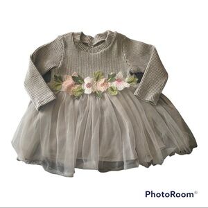 GIRLS GRAY BOUTIQUE DRESS-SIZE 6 MONTHS